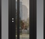 Modern Steel Front Door Diamond C15 64" x 80" black/black clear Glass Panel black RHI with 2 Sidelites frosted Glass