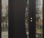 Modern Steel Front Door Diamond C13 64" x 80" black/black clear Glass Panel black LHI with 2 Sidelites clear Glass