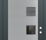Modern Steel Front Door Diamond C5 36" x 96" anthracite/anthracite mirrored Glass Panel stainless steel LHI with Transom clear Glass