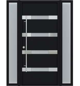 MODERN FRONT STEEL DOOR AURA BLACK/WHITE 61 1/16" X 81 11/16" RHI + SIDEITE LEFT/RIGHT