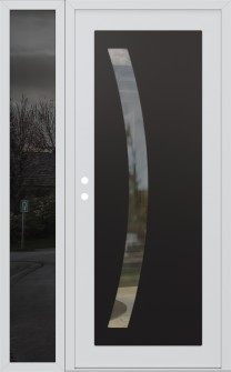 Diamond C4 52" x 80" white/white clear Glass Panel black RHI with Sidelite mirrored Glass