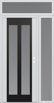 Diamond C14 48" x 96" white/white frosted Glass Panel black LHI with Sidelite and Transom frosted Glass