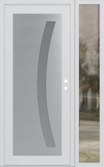 Diamond C4 52" x 80" white/white frosted Glass Panel stainless steel LHI with Sidelite clear Glass