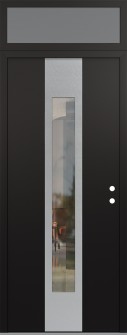 DIAMOND A1 36" X 96" BLACK/BLACK CLEAR GLASS PANEL STAINLESS STEEL LHI WITH TRANSOM FROSTED GLASS