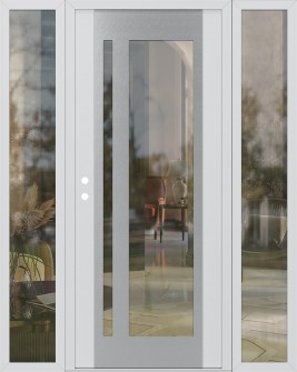 Diamond C15 60" x 80" white/white clear Glass Panel stainless steel RHI with 2 Sidelites clear Glass