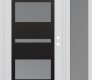 Modern Steel Front Door Diamond C10 52" x 80" white/white frosted Glass Panel black LHI with Sidelite frosted Glass