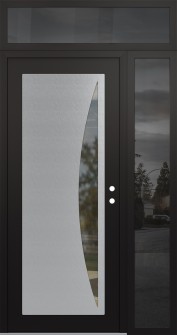 Diamond C13 50" x 96" black/black clear Glass Panel stainless steel LHI with Sidelite and Transom mirrored Glass