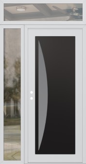 Diamond C13 52" x 96" white/white frosted Glass Panel black RHI with Sidelite and Transom clear Glass