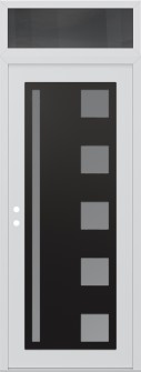Diamond C3 36" x 96" white/white frosted Glass Panel black RHI with Transom mirrored Glass