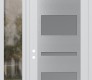 Modern Steel Front Door Diamond C10 48" x 96" white/white frosted Glass Panel stainless steel RHI with Sidelite and Transom clear Glass