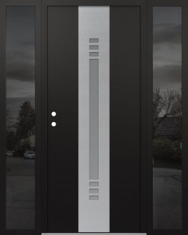 DIAMOND A5 60" X 80" BLACK/WHITE FROSTED GLASS PANEL STAINLESS STEEL RHI WITH 2 SIDELITES MIRRORED GLASS