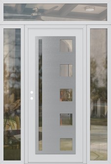 Diamond C3 68" x 96" white/white clear Glass Panel stainless steel RHI with 2 Sidelites and Transom clear Glass