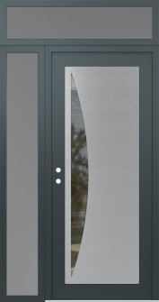Diamond C13 50" x 96" anthracite/anthracite clear Glass Panel stainless steel RHI with Sidelite and Transom frosted Glass