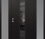 Modern Steel Front Door DIAMOND A11 68" X 80" BLACK/BLACK MIRRORED GLASS PANEL BLACK RHI WITH 2 SIDELITES FROSTED GLASS