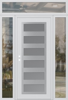 Diamond C9 60" x 96" white/white frosted Glass Panel stainless steel RHI with 2 Sidelites and Transom clear Glass