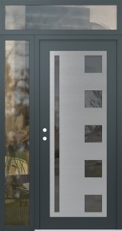 Diamond C3 52" x 96" anthracite/anthracite mirrored Glass Panel stainless steel RHI with Sidelite and Transom clear Glass