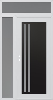 Diamond C6 48" x 96" white/white frosted Glass Panel black RHI with Sidelite and Transom frosted Glass