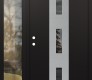Modern Steel Front Door DIAMOND A7 50" X 80" BLACK/BLACK MIRRORED GLASS PANEL STAINLESS STEEL RHI WITH SIDELITE CLEAR GLASS
