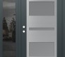 Modern Steel Front Door Diamond C10 48" x 80" anthracite/anthracite frosted Glass Panel stainless steel RHI with Sidelite mirrored Glass