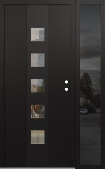 DIAMOND A13 52" X 80" BLACK/BLACK CLEAR GLASS PANEL BLACK LHI WITH SIDELITE MIRRORED GLASS