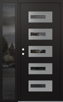 Diamond D6 50" x 80" black/black mirrored Glass Panel stainless steel RHI with Sidelite mirrored Glass