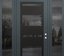Modern Steel Front Door Diamond C10 68" x 96" anthracite/anthracite mirrored Glass Panel black LHI with 2 Sidelites and Transom mirrored Glass