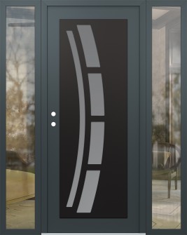 Diamond C12 60" x 80" anthracite/anthracite frosted Glass Panel black RHI with 2 Sidelites clear Glass