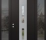 DIAMOND A6 64" X 96" BLACK/BLACK CLEAR GLASS PANEL STAINLESS STEEL LHI WITH 2 SIDELITES AND TRANSOM MIRRORED GLASS