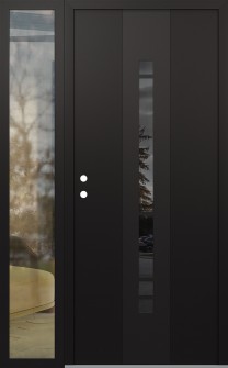 DIAMOND A3 50" X 80" BLACK/BLACK MIRRORED GLASS PANEL BLACK RHI WITH SIDELITE CLEAR GLASS