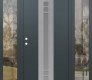Modern Steel Front Door DIAMOND A4 68" X 80" ANTHRACITE/ANTHRACITE FROSTED GLASS PANEL STAINLESS STEEL RHI WITH 2 SIDELITES CLEAR GLASS