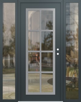 Diamond C16 60" x 80" anthracite/anthracite clear Glass Panel stainless steel LHI with 2 Sidelites clear Glass