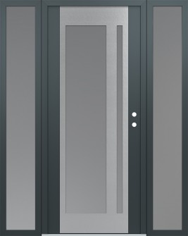 Diamond C15 68" x 80" anthracite/anthracite frosted Glass Panel stainless steel LHI with 2 Sidelites frosted Glass