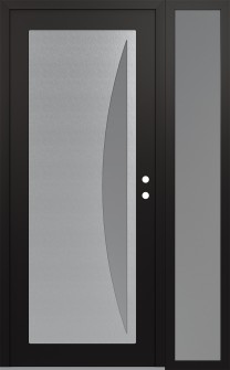 Diamond C13 50" x 80" black/white frosted Glass Panel stainless steel LHI with Sidelite frosted Glass