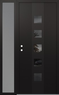 DIAMOND A13 50" X 80" BLACK/BLACK MIRRORED GLASS PANEL BLACK RHI WITH SIDELITE FROSTED GLASS