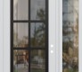 Modern Steel Front Door Diamond C16 48" x 96" white/white clear Glass Panel black LHI with Sidelite and Transom clear Glass