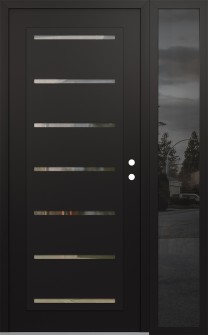 Diamond C11 52" x 80" black/black clear Glass Panel black LHI with Sidelite mirrored Glass