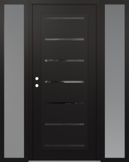 Diamond C11 64" x 80" black/black mirrored Glass Panel black RHI with 2 Sidelites frosted Glass