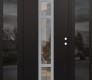 Modern Steel Front Door DIAMOND A9 68" X 80" BLACK/BLACK CLEAR GLASS PANEL STAINLESS STEEL LHI WITH 2 SIDELITES MIRRORED GLASS