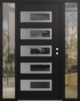 Diamond D3 64" x 80" black/black mirrored Glass Panel stainless steel LHI with 2 Sidelites clear Glass