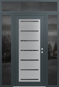 Diamond C11 68" x 96" anthracite/anthracite mirrored Glass Panel stainless steel LHI with 2 Sidelites and Transom mirrored Glass