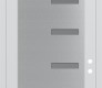 Modern Steel Front Door Diamond C8 36" x 96" white/white frosted Glass Panel stainless steel LHI with Transom mirrored Glass
