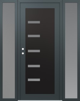 Diamond C8 68" x 80" anthracite/anthracite frosted Glass Panel black RHI with 2 Sidelites frosted Glass