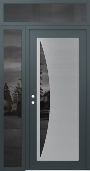 Diamond C13 50" x 96" anthracite/anthracite mirrored Glass Panel stainless steel RHI with Sidelite and Transom mirrored Glass