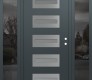 Modern Steel Front Door Diamond D4 64" x 80" anthracite/anthracite frosted Glass Panel stainless steel LHI with 2 Sidelites mirrored Glass