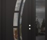 Modern Steel Front Door Diamond C12 50" x 96" black/black clear Glass Panel black LHI with Sidelite and Transom mirrored Glass