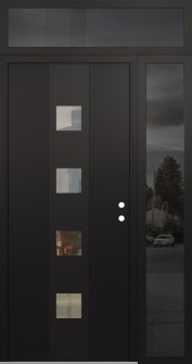 DIAMOND A12 52" X 96" BLACK/BLACK CLEAR GLASS PANEL BLACK LHI WITH SIDELITE AND TRANSOM MIRRORED GLASS