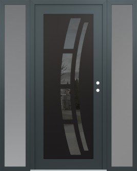 Diamond C12 60" x 80" anthracite/anthracite mirrored Glass Panel black LHI with 2 Sidelites frosted Glass