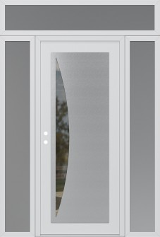 Diamond C13 64" x 96" white/white clear Glass Panel stainless steel RHI with 2 Sidelites and Transom frosted Glass