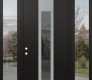 DIAMOND A1 64" X 96" BLACK/BLACK MIRRORED GLASS PANEL STAINLESS STEEL LHI WITH 2 SIDELITES AND TRANSOM CLEAR GLASS