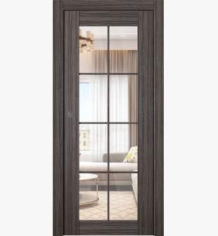 Palladio 8 Lite Clear Vetro Gray Oak Pocket doors